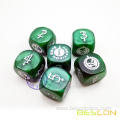 Customized Green Pearl Dice with Custom Engraving